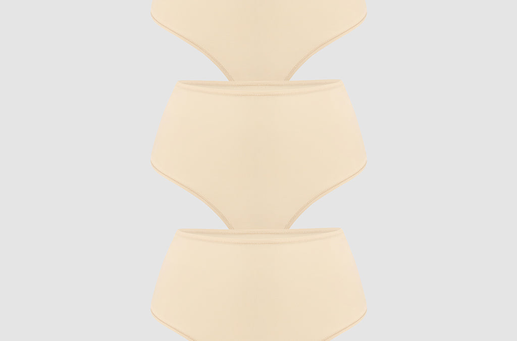 Women's Cozy High Waisted Thongs 3 Pack Light Oatmeal (3pack)