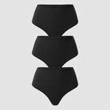 Women's Cozy High Waisted Thongs 3 Pack Black 3pack