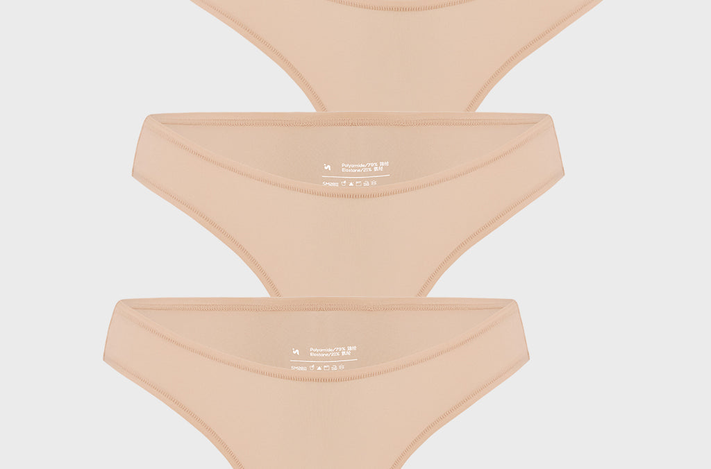 Women's V-shaped Low Rise Thongs 3 Pack Wheat (3pack)