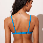 Women's Ribbed Plunge Bikini Top Madagascar Blue @model_info:ES2