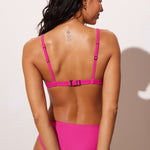 Women's Ribbed Plunge Bikini Top Rose Violet @model_info:ES2