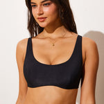 Women's Ribbed Scoop Neck Bikini Top Black @model_info:ES1