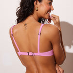 Women's Ribbed Scoop Neck Bikini Top Candy Pink @model_info:ES2