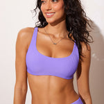Women's Ribbed Scoop Neck Bikini Top Sky Purple @model_info:ES1