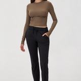 Women's Stretch Drawstring 7/8 Pants with Pockets 27'' Black