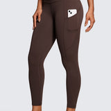 CRZ YOGA Women's Sleek Pocket Leggings 25” Hot Fudge Brown