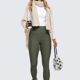 CRZ YOGA Women's Fleece Lined Leggings 25" Olive Green