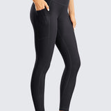 CRZ YOGA Women's Fleece Lined Leggings with Pockets 25'' True Navy