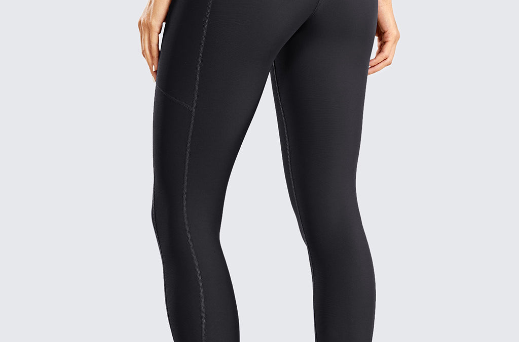 CRZ YOGA Women's Fleece Lined Leggings with Pockets 25'' True Navy