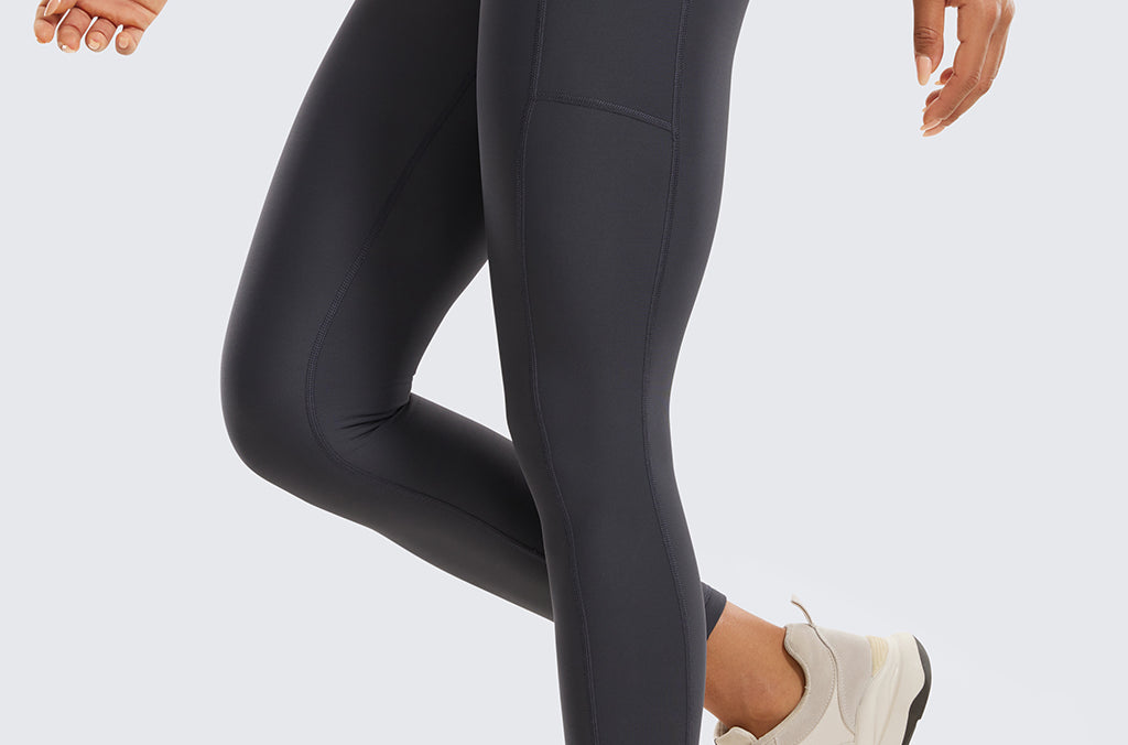 CRZ YOGA Women's Fleece Lined Leggings with Pockets 25'' Mysterious Grey