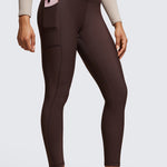 CRZ YOGA Women's Fleece Lined Leggings with Pockets 25'' Melanite