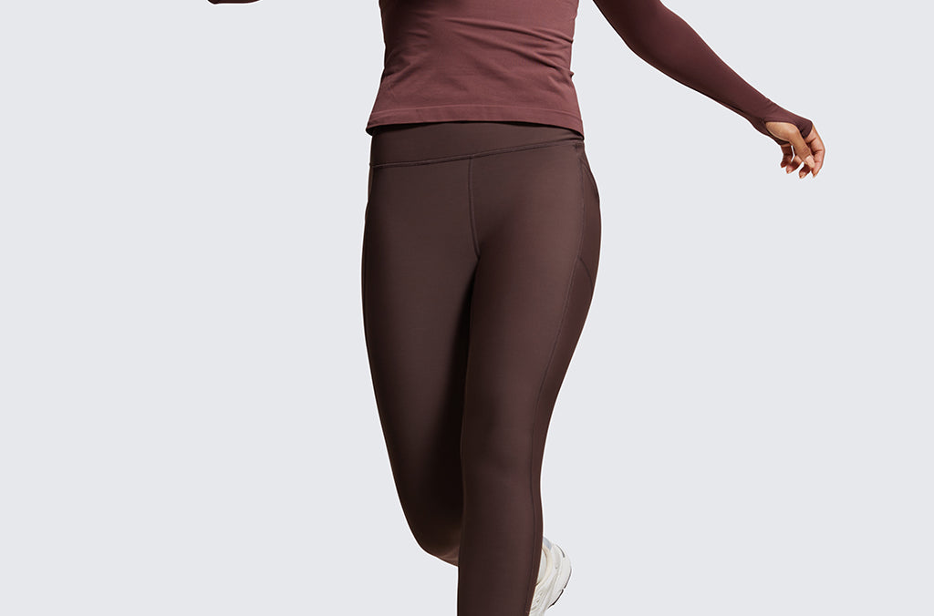 CRZ YOGA Women's Fleece Lined Leggings with Pockets 25'' Milky White