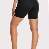 CRZ YOGA Women's Yoga High Rise Biker Shorts Butterluxe Shorts 6'' Dark Forest Green