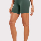 CRZ YOGA Women's Yoga High Rise Biker Shorts Butterluxe Shorts 6'' Dark Forest Green