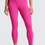 CRZ YOGA Women's High Rise Butterluxe Yoga Leggings 25'' V Cross Waist Hibiscus Purple