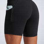 CRZ YOGA Women's Fast Dry Athletic Shorts 6" with Pockets Black