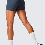 CRZ YOGA Women's Scrunch Butt Shorts 4" - No Front Seam Stelindigo