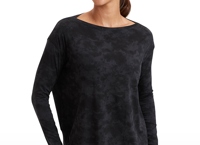 Women's Pima Cotton Boat Neck Long Sleeve Shirts Misty Merlot