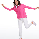 Women's Pima Cotton Boat Neck Long Sleeve Shirts White Opal