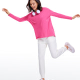 Women's Pima Cotton Boat Neck Long Sleeve Shirts White Opal