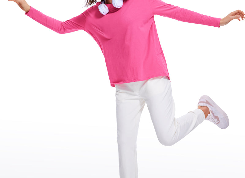 Women's Pima Cotton Boat Neck Long Sleeve Shirts White Opal