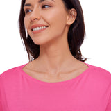Women's Pima Cotton Boat Neck Long Sleeve Shirts White Opal