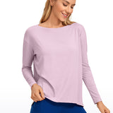Women's Pima Cotton Boat Neck Long Sleeve Shirts Dark Red 2