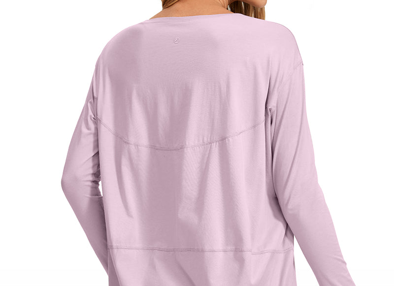 Women's Pima Cotton Boat Neck Long Sleeve Shirts Dark Red 2