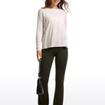 Women's Pima Cotton Boat Neck Long Sleeve Shirts White Opal