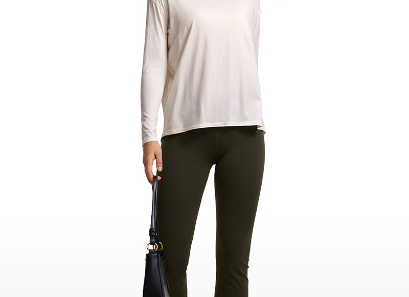Women's Pima Cotton Boat Neck Long Sleeve Shirts White Opal