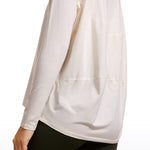 Women's Pima Cotton Boat Neck Long Sleeve Shirts White Opal