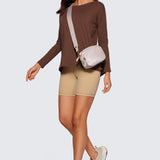 Women's Pima Cotton Boat Neck Long Sleeve Shirts Coffee Brown