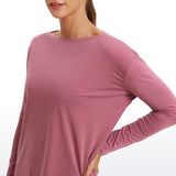 Women's Pima Cotton Boat Neck Long Sleeve Shirts Misty Merlot