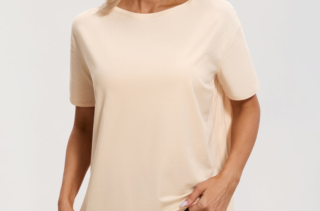 Women's Pima Cotton Boat Neck Short Sleeves Shirts White Opal