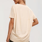Women's Pima Cotton Boat Neck Short Sleeves Shirts White Opal