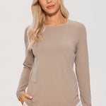 Women's Pima Cotton Long Sleeve Shirts Mortar color