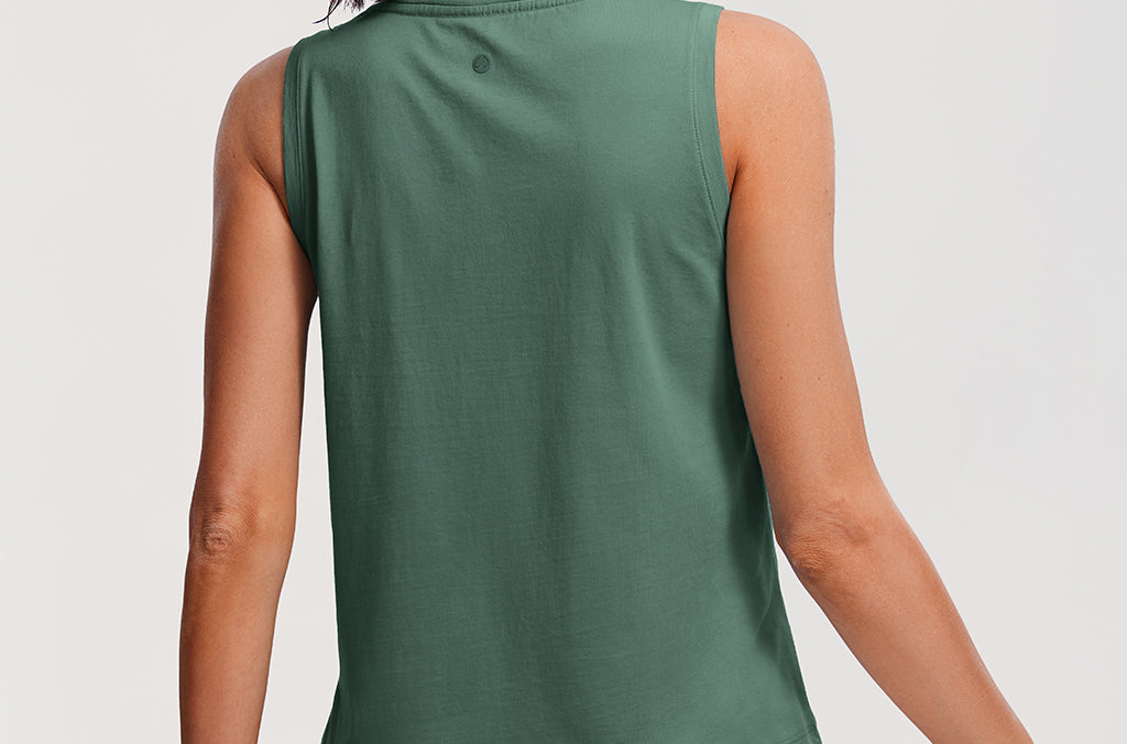 Women's Pima Cotton Cropped Tank Top Graphite Green