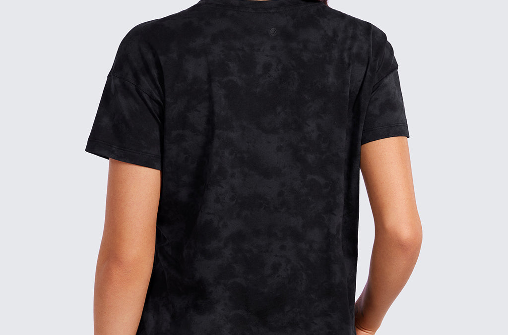 CRZ YOGA Women's Pima Cotton Crew Neck Short Sleeves Shirts Ice Grey White