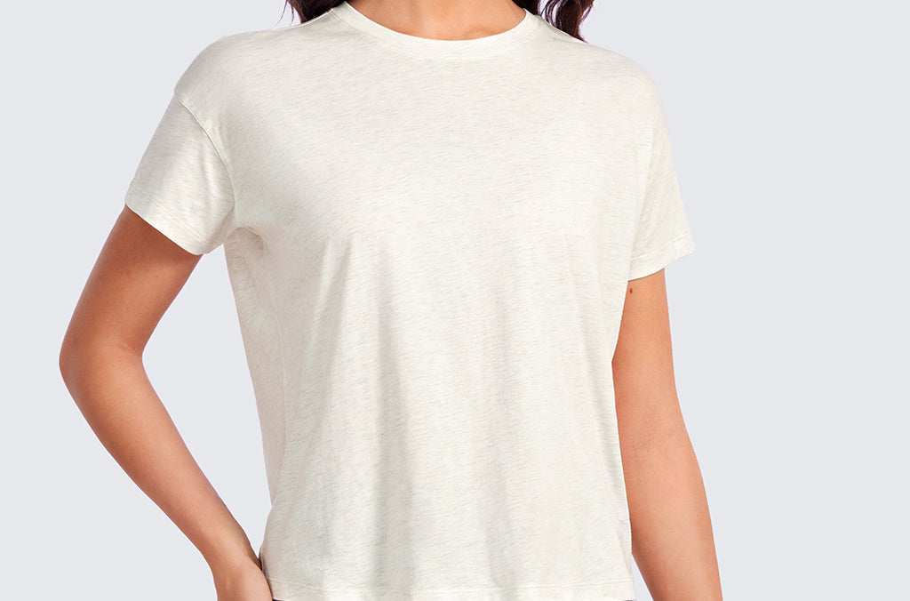 CRZ YOGA Women's Pima Cotton Crew Neck Short Sleeves Shirts Black
