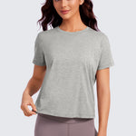 CRZ YOGA Women's Pima Cotton Crew Neck Short Sleeves Shirts Black
