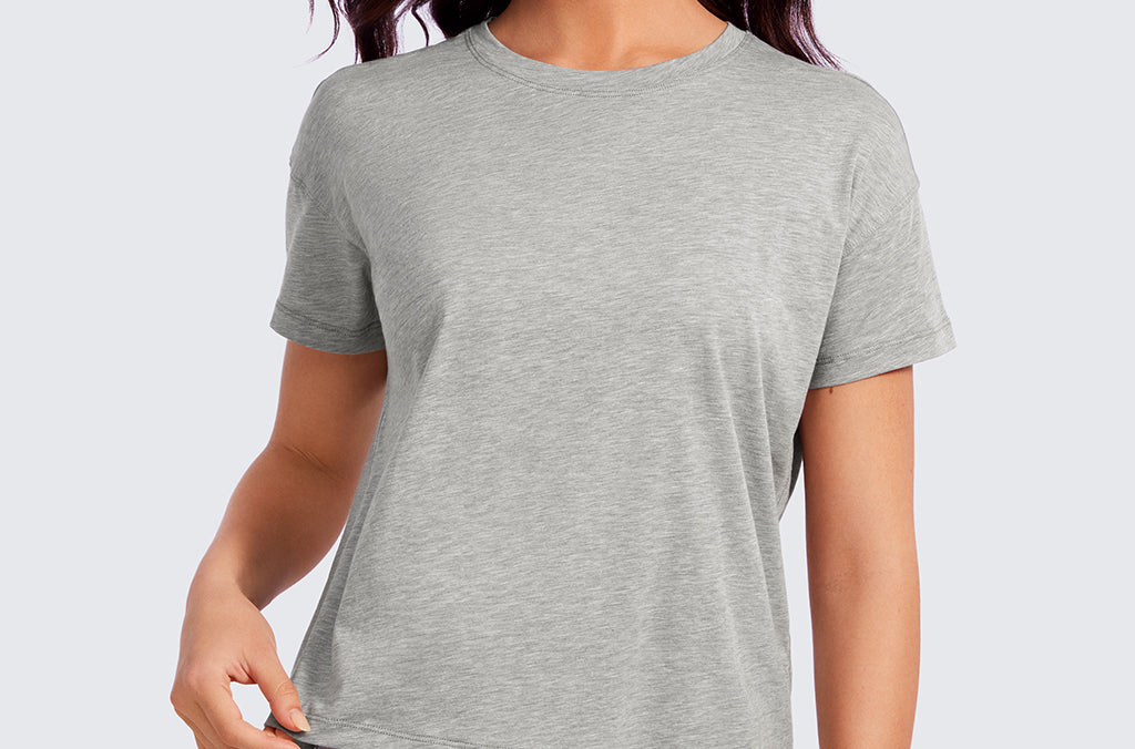 CRZ YOGA Women's Pima Cotton Crew Neck Short Sleeves Shirts Black