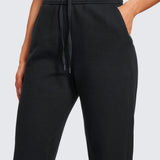 CRZ YOGA Women's Cotton Fleece Lined Sweatpants 28" Black