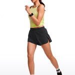 CRZ YOGA Women's Running Feathery-Fit Soft Spilt Quick Dry Lined Shorts Black