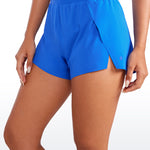 CRZ YOGA Women's Running Feathery-Fit Soft Spilt Quick Dry Lined Shorts Sparkle Blue