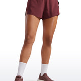CRZ YOGA Women's Running Feathery-Fit Soft Spilt Quick Dry Lined Shorts Red Merlot