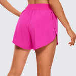 CRZ YOGA Women's Mid Waisted Dolphin Shorts 4" Hibiscus Purple