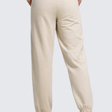CRZ YOGA Women's Cotton Fleece Joggers with Pockets 28" Milky White