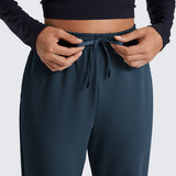 CRZ YOGA Women's Cotton Fleece Joggers with Pockets 28" Ink Blue
