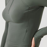 CRZ YOGA Women's Half Zip Long Sleeve Cropped Top Grey Sage
