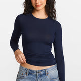 SOULVOR Long Sleeve Crew Neck T-Shirt Deep Ocean Blue